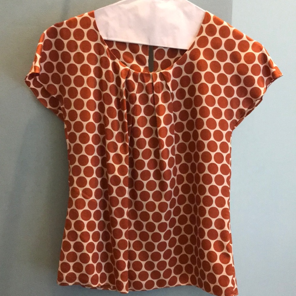 Boden Orange and Cream Polka Dot Blouse - sz 6